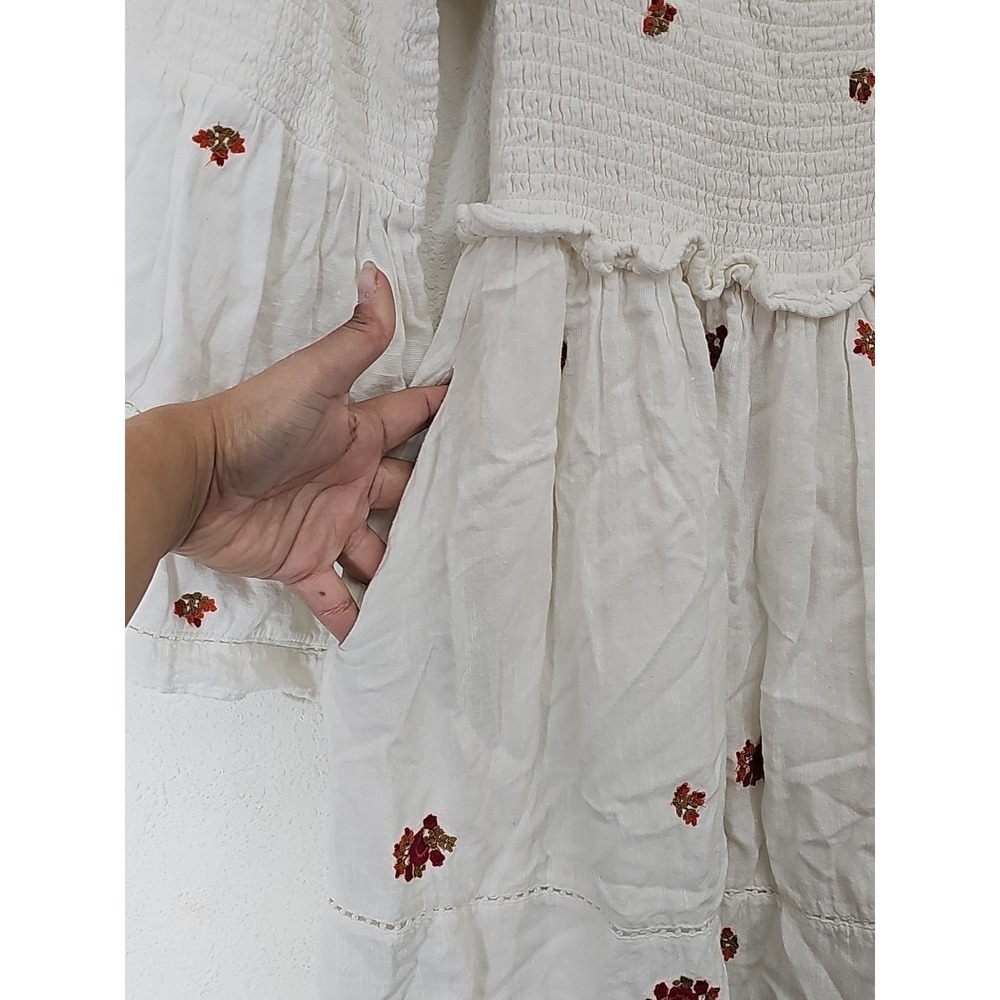 Free People‎ White Counting Daisies Off-The-Shoulder Mini Dress Size M - Picture 8 of 16